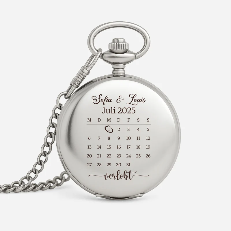 Zukünftiges Ehepaar - Personalisierte Verlobungsgeschenke | Taschenuhr Paar Kalender
