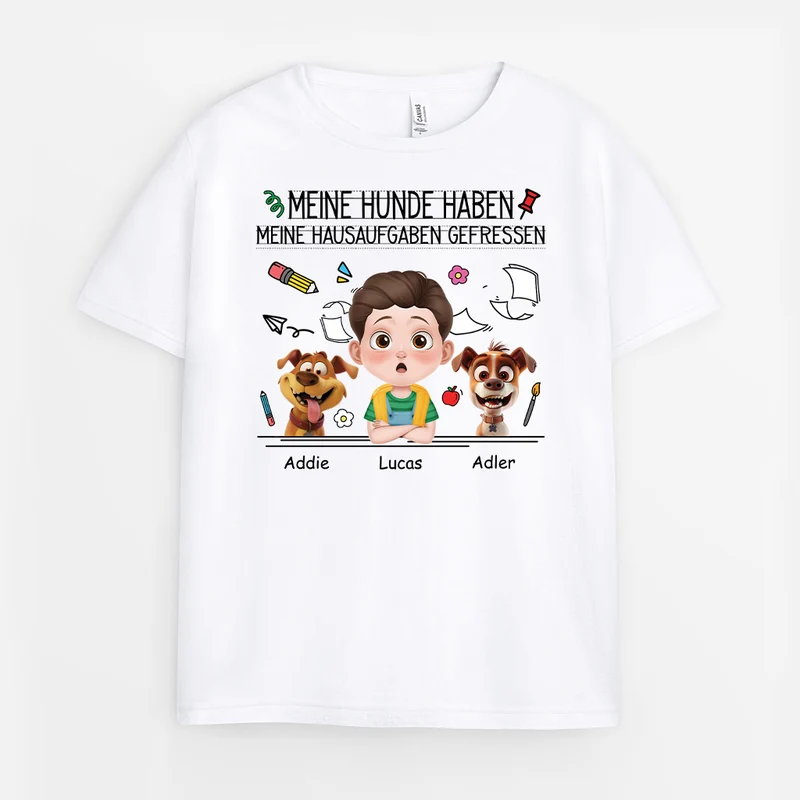 Mein Hund Hat Meine Hausaufgaben Gefressen - Personalisiertes Geschenk | Lustiges T Shirt Einschulung Kinder