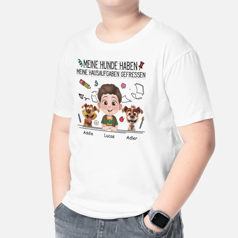 Mein Hund Hat Meine Hausaufgaben Gefressen - Personalisiertes Geschenk | Lustiges T Shirt Einschulung Kinder