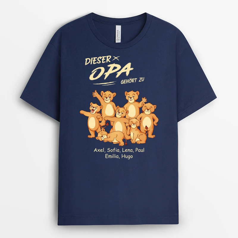Dieser Opa Gehört Zu Löwe - Personalisiertes Geschenk | T-Shirt Opa