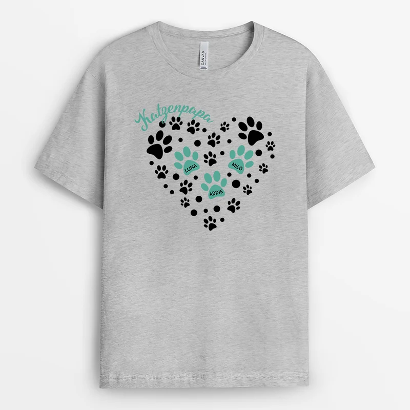 Hundemama Herz Pfoten - Personalisiertes Geschenk | Weißes T Shirt Hund
