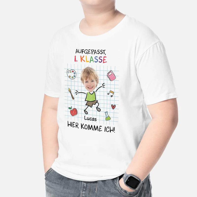Kinder Mit Gesicht - Personalisiertes Geschenk | T Shirt Einschulung