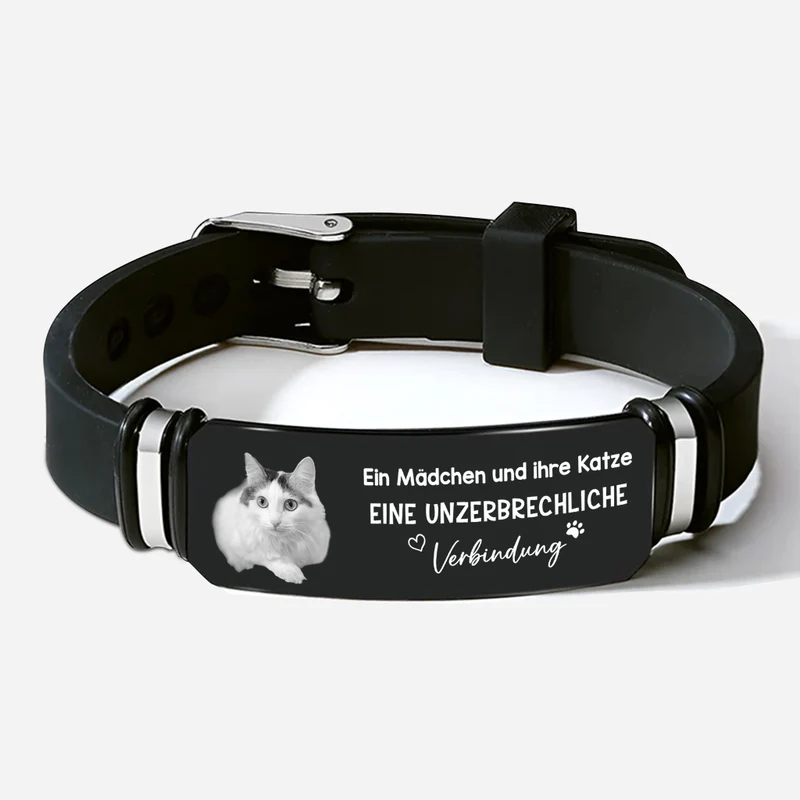 Ein Mädchen und ihre Katzen - Personalisiertes Geschenk | Armband Katze mit Foto