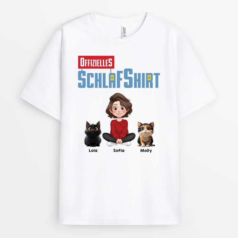 Offizielles Schlafshirt - Personalisiertes Geschenk | T shirt Katze