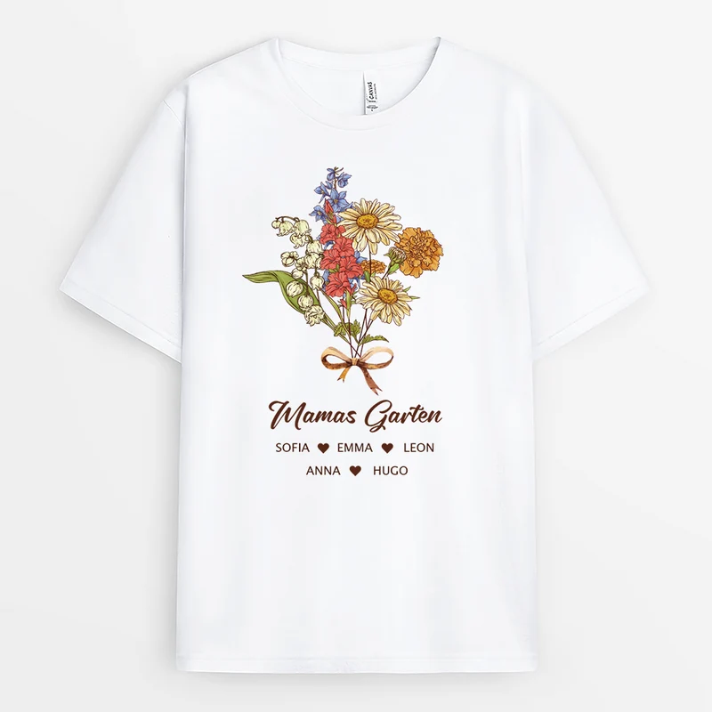 Mamas Garten Blumenstrauß - Personalisiertes Geschenk | Oma & Mama T Shirt