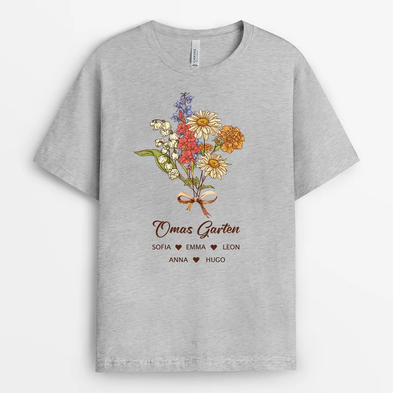 Mamas Garten Blumenstrauß - Personalisiertes Geschenk | Oma & Mama T Shirt