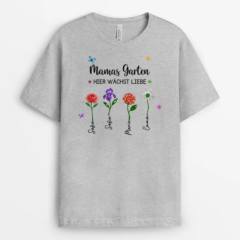 Omas Garten Schmucksteine Blumen - Personalisiertes Geschenk | Mama & Oma T Shirt