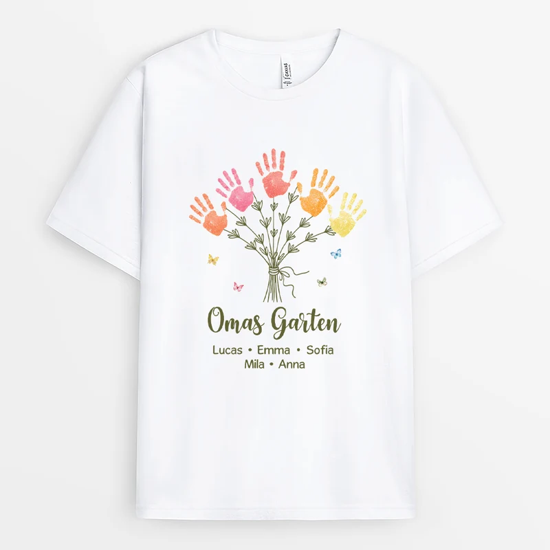 Omas Garten Handabdruck - Personalisiertes Geschenk | Mama & Oma T Shirt