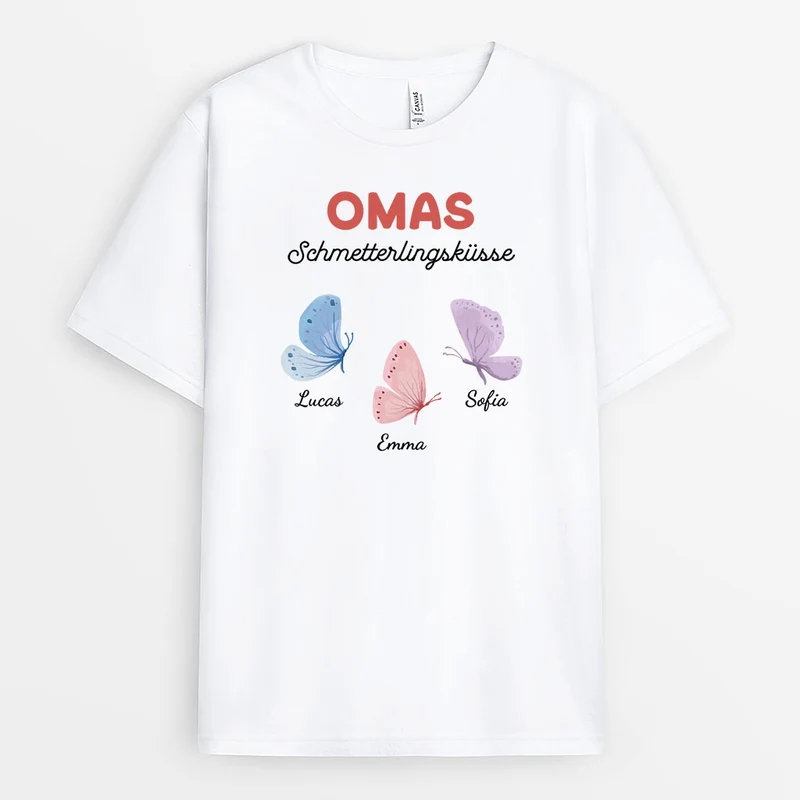 Omas Schmetterlingsküsse - Personalisiertes Geschenk | Mama & Oma T Shirt