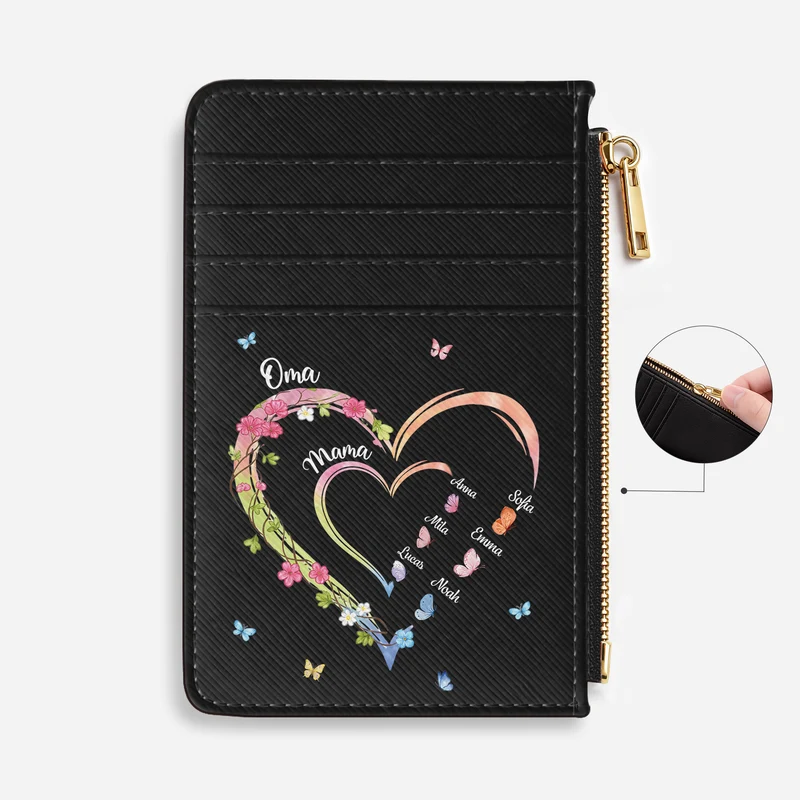 Oma Mama Kinder Blühende Kletterpflanzen - Personalisiertes Geschenk | Kartenetui Base Dark