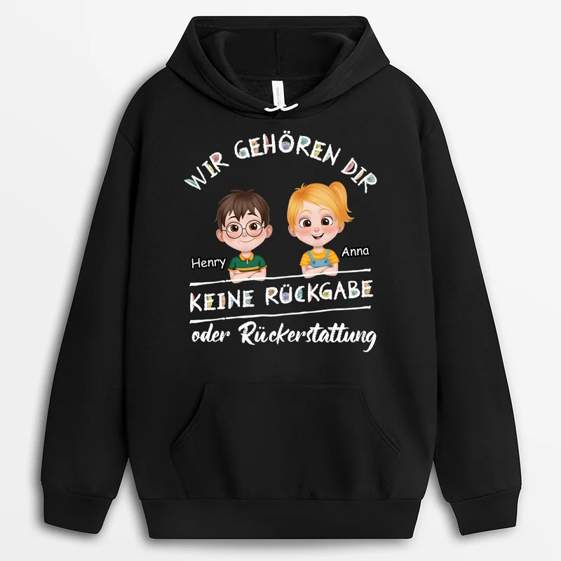 Wir Gehören Dir - Personalisiertes Geschenk | Mama/Papa Hoodie Schwarz
