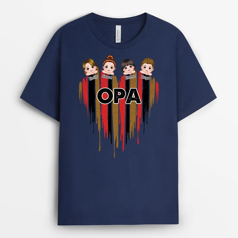 Papa Kinder Herz - Personalisiertes Geschenk | T-shirt für Papas