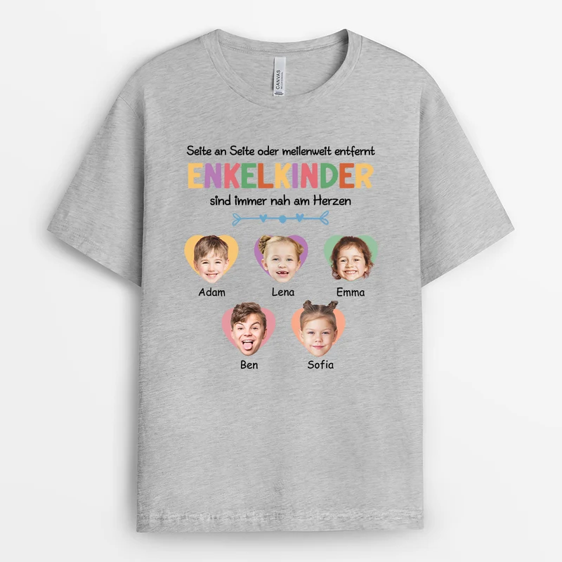 Seite An Seite Oder Meilenweit Entfernt Enkelkinder Sind Immer Nah Am Herzen - Personalisiertes Geschenk | T-Shirt für Kinder
