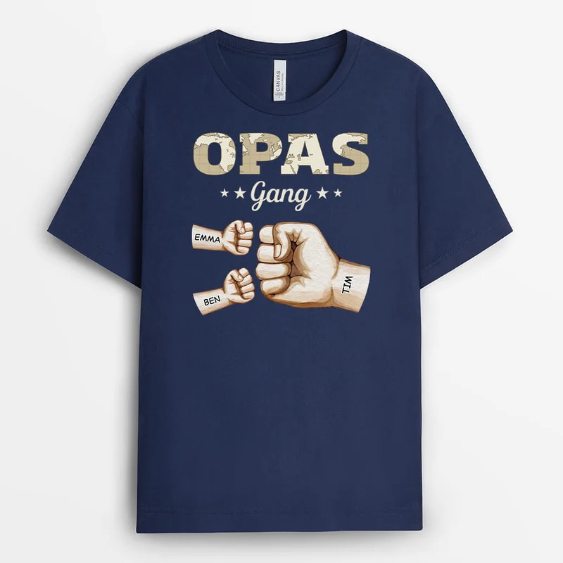 Papas Gang - Personalisiertes Geschenk | T-Shirt für Papas mit Faustmotiv im Aquarellstil