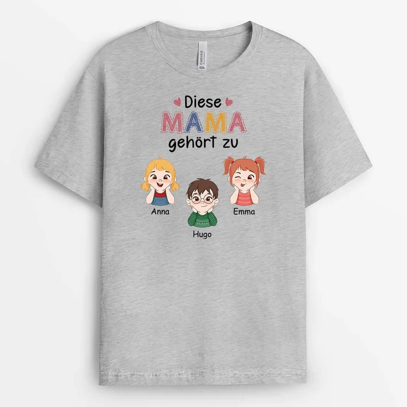 Diese Oma Gehört Zu - Personalisiertes Geschenk | T-Shirt für Omas mit Kinder-Cartoon und Schriftzug in bunten Farben
