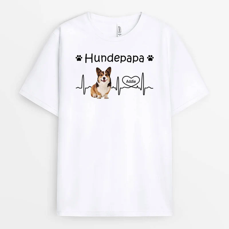 Hunde Elektrokardiogramm - Personalisiertes Geschenk | T-Shirt für Hundeliebhaber mit Foto