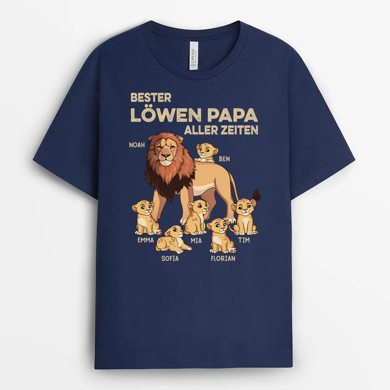 Bester Löwen Papa Aller Zeiten - Personalisiertes Geschenk | T shirts Herren