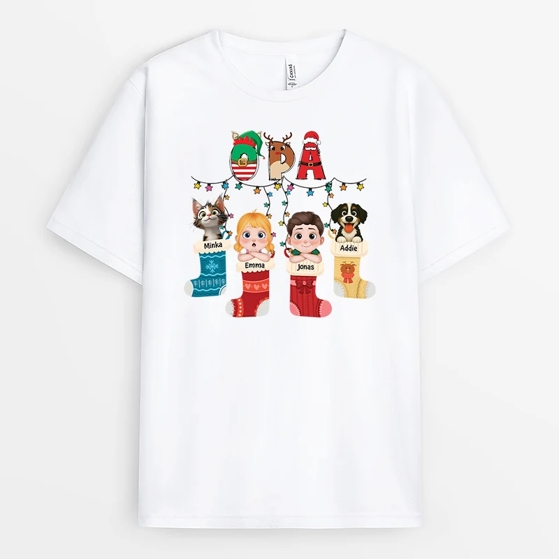 Kinder Mit Hund Und Katze - Personalisierte Weihnachtsgeschenke | Opa & Oma T Shirt