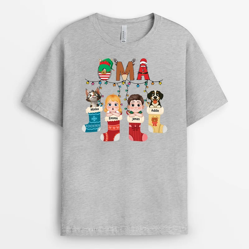 Kinder Mit Hund Und Katze - Personalisierte Weihnachtsgeschenke | Opa & Oma T Shirt