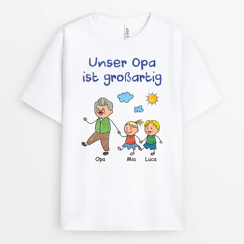 Unser Opa Ist Der Beste - Personalisiertes Geschenk | T-Shirt Opa/Oma