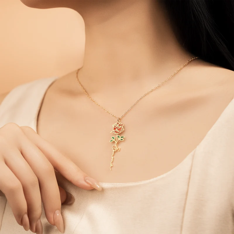 Kette Mit Blume - Personalisiertes Geschenk | Halskette Damen & Männer