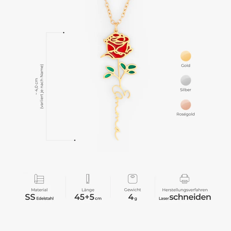 Kette Mit Blume - Personalisiertes Geschenk | Halskette Damen & Männer