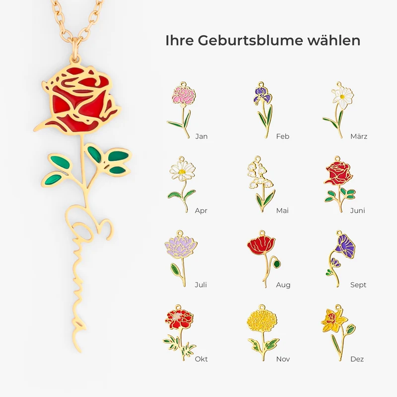 Kette Mit Blume - Personalisiertes Geschenk | Halskette Damen & Männer