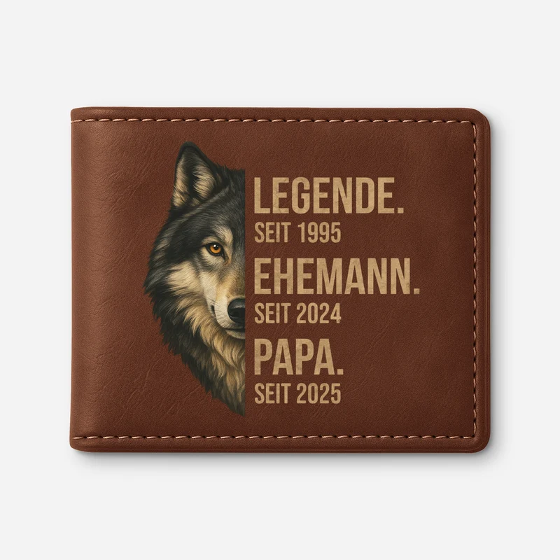 Legende Ehemann Papa Wolf - Personalisierte Geschenke Herren | Portemonnaie