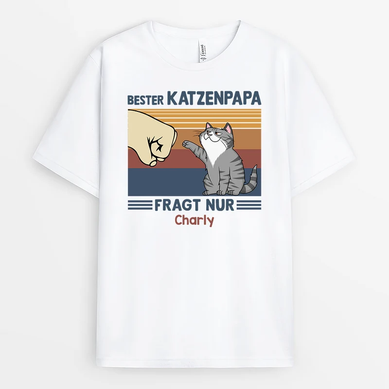 Bester Katzenpapa/Beste Katzenmama Aller Zeiten - Personalisiertes Geschenk | Katze T-Shirts