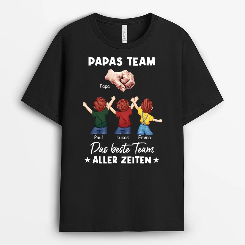 Papas Dreamteam Das Beste Team Aller Zeiten - Personalisiertes Geschenk | T Shirt Papa