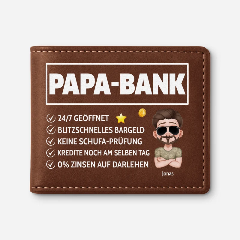Papa Bank Cartoon - Personalisierte Geschenke Herren | Portemonnaie