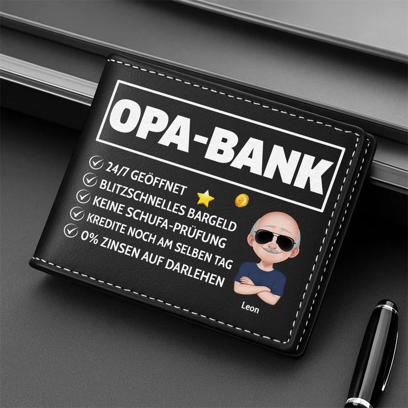 Papa Bank Cartoon - Personalisierte Geschenke Herren | Portemonnaie