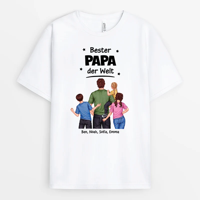 Bester Papa Der Welt Getragen Von Papa - Personalisiertes Geschenk | T Shirt Papa