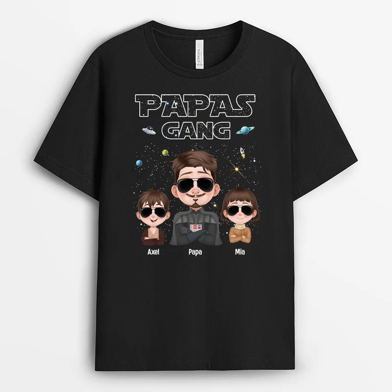 Papas Gang Universum-Konzept Cartoon - Personalisiertes Geschenk | T Shirt Papa