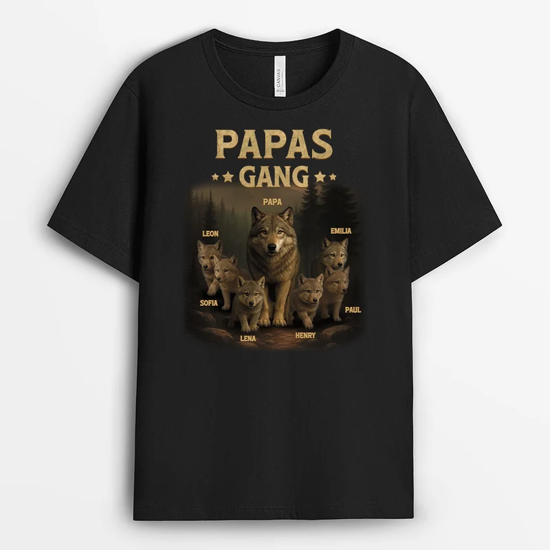 Papas Gang Wolf - Personalisiertes Geschenk | Cooles T Shirt Papa