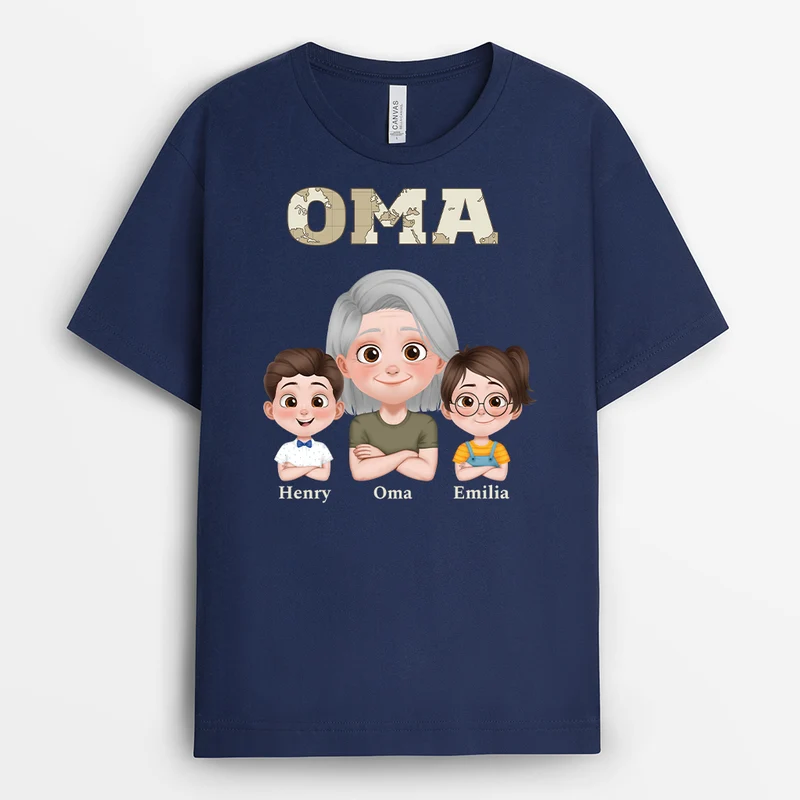 Papas Gang Kinder Weltkarte Armeemuster - Personalisiertes Geschenk | T Shirt Papa