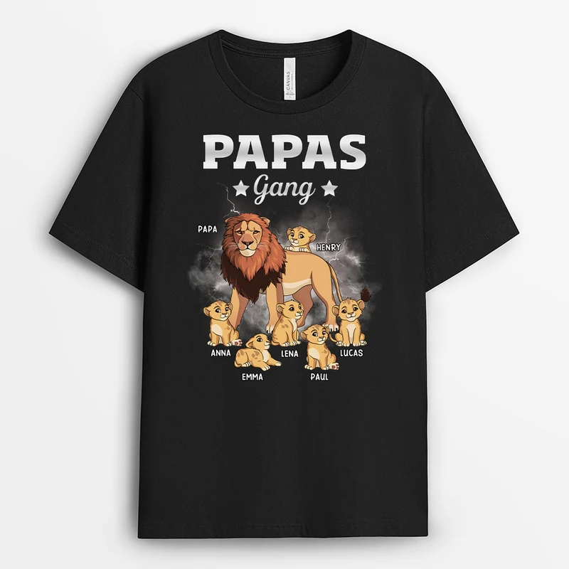 Papas Gang Löwe Blitze - Personalisiertes Geschenk | T Shirt Papa