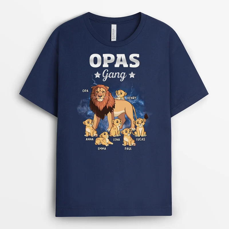Papas Gang Löwe Blitze - Personalisiertes Geschenk | T Shirt Papa