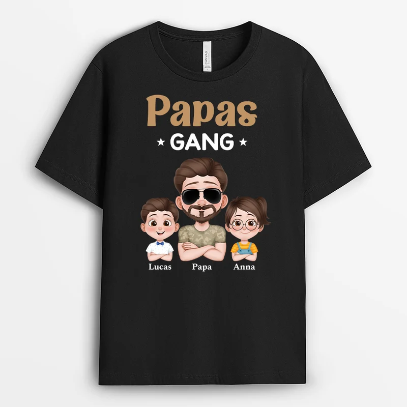Papas Gang Kinder Armeemuster - Personalisiertes Geschenk | T Shirt Papa