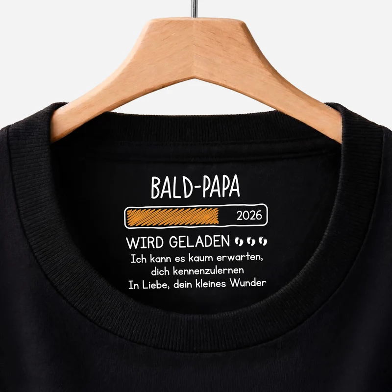 Bald-Oma - Personalisiertes Geschenk | Schwarzes T Shirt Nackenlabel Drucken Werdende Mama Oma Werdender Papa Opa