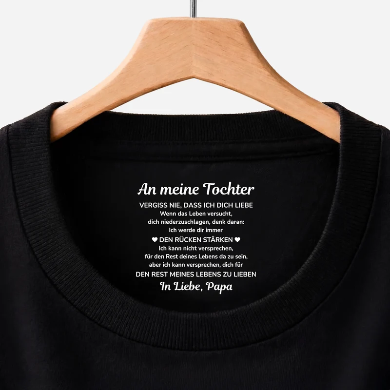 An Meinen Sohn/ An Meine Tochter - Personalisiertes Geschenk | Schwarzes T Shirt Nackenlabel Drucken Männer Frauen