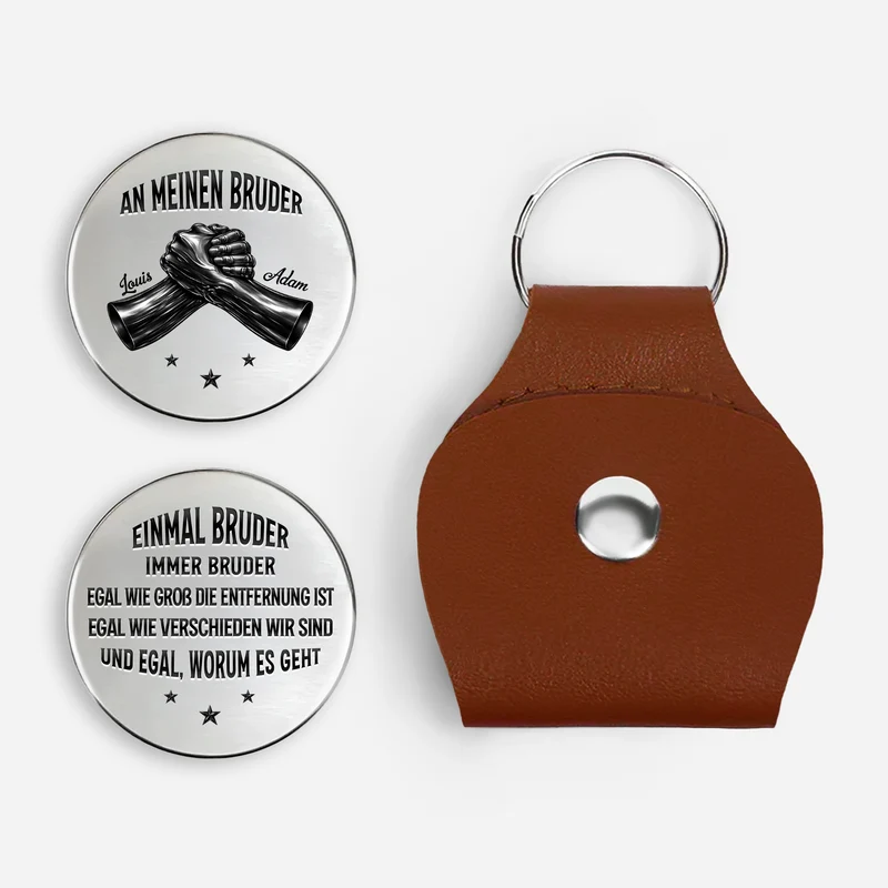 [3D-Optik] Einmal Bruder Immer Bruder - Personalisierte Geschenke Für Männer | Pocket Hug Schlüsselanhänger Schwarz