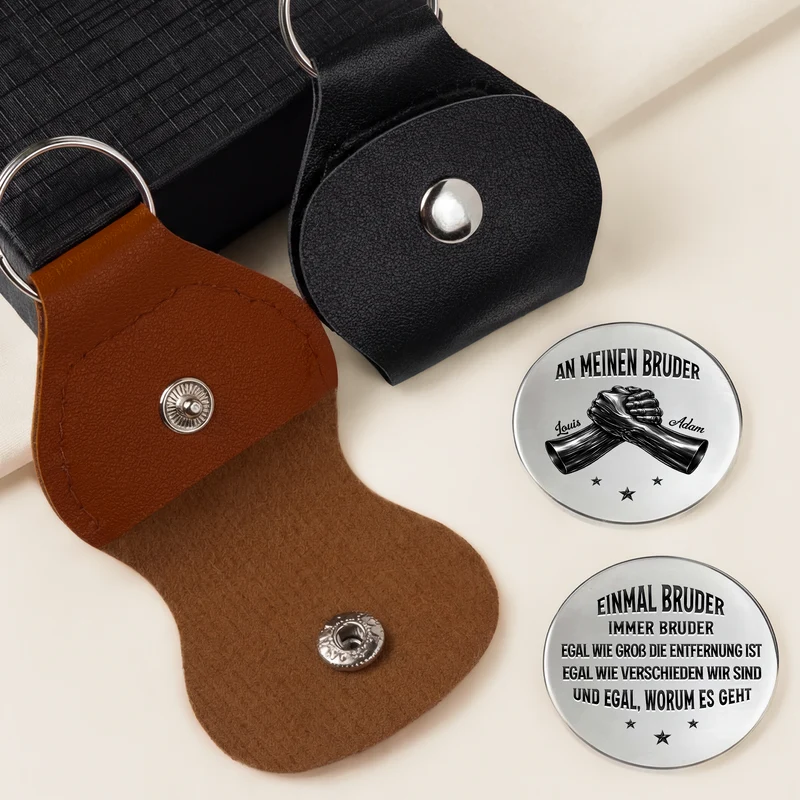 [3D-Optik] Einmal Bruder Immer Bruder - Personalisierte Geschenke Für Männer | Pocket Hug Schlüsselanhänger Schwarz