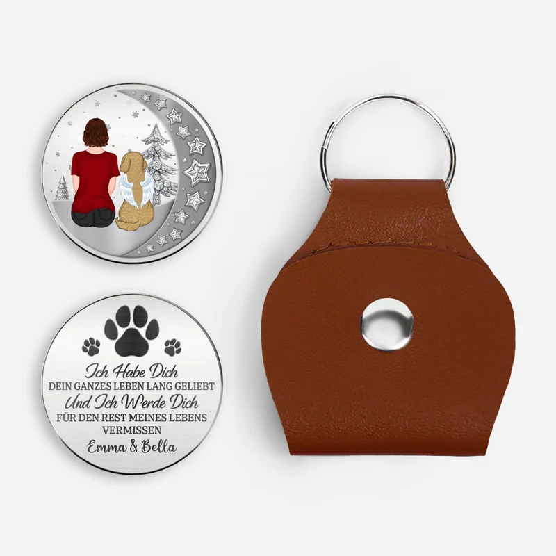 [3D-Optik] Ich Werde Dich Für Den Rest Meines Lebens Vermissen - Personalisierte Trauergeschenke | Pocket Hug Schlüsselanhänger Hund
