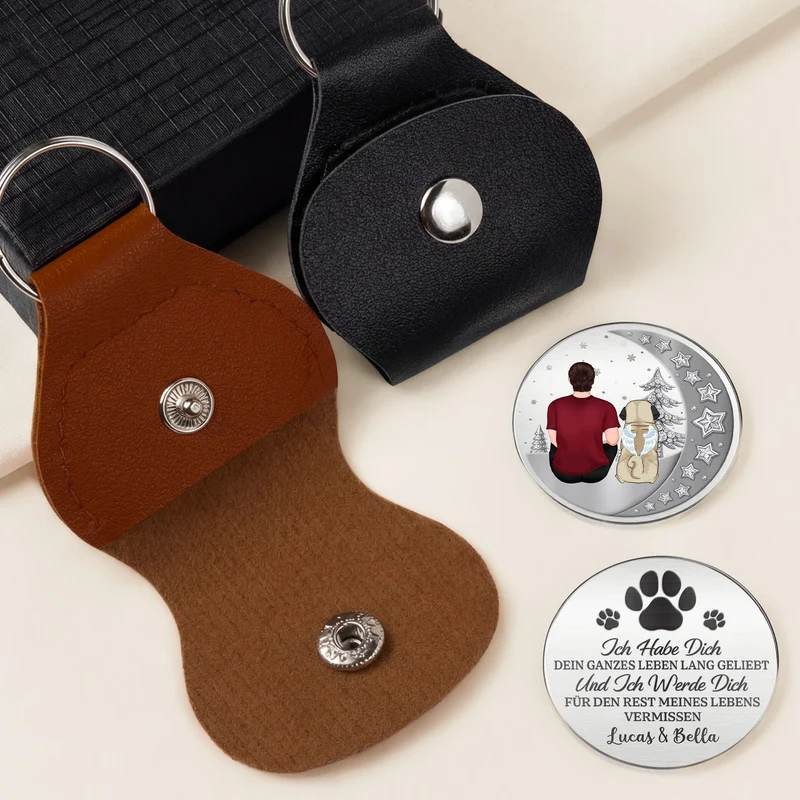 [3D-Optik] Ich Werde Dich Für Den Rest Meines Lebens Vermissen - Personalisierte Trauergeschenke | Pocket Hug Schlüsselanhänger Hund