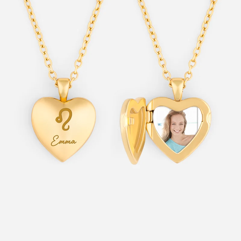 Zodiak + Foto - Personalisiertes Geschenk | Herzkette Mit Bild Zum Aufklappen Mama Oma