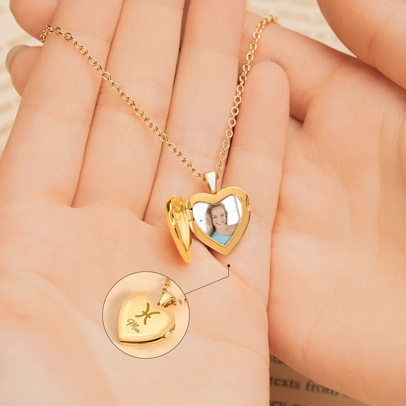 Zodiak + Foto - Personalisiertes Geschenk | Herzkette Mit Bild Zum Aufklappen Mama Oma