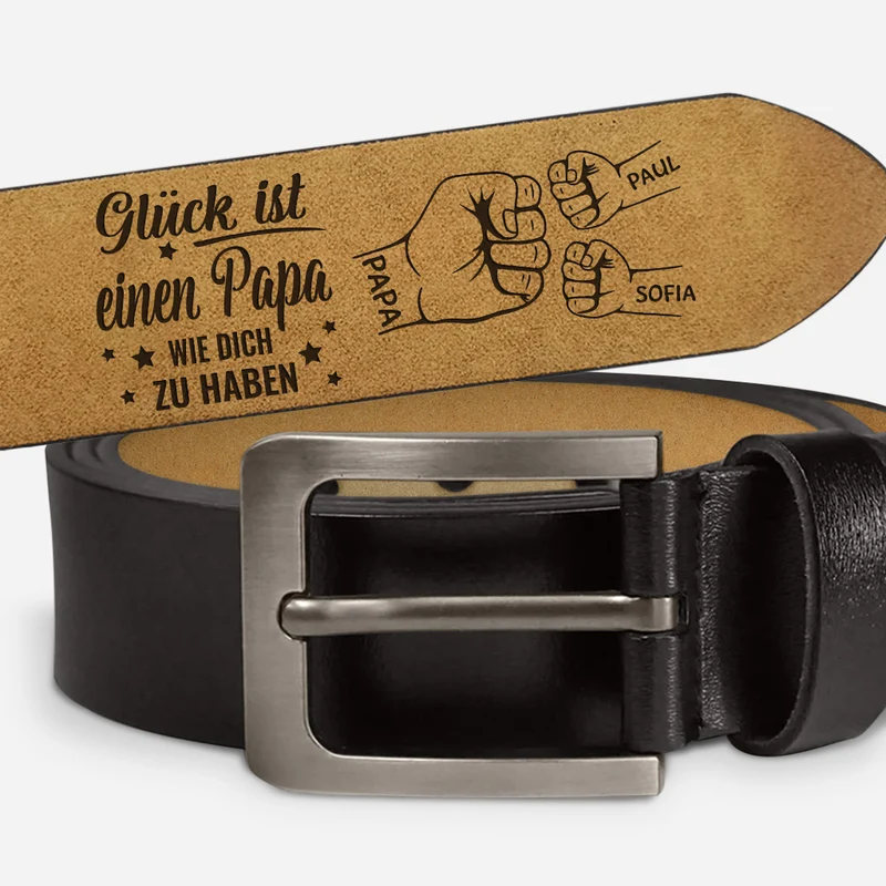 Glück Ist Einen Papa/Opa Wie Dich Zu Haben - Personalisiertes Geschenk | Gürtel für Papa/Opa