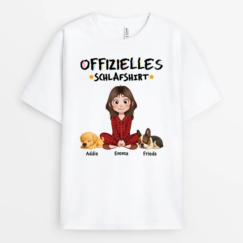Offizielles Schlafshirt Cartoon Buntstifte - Personalisiertes Geschenk | T shirt Hund