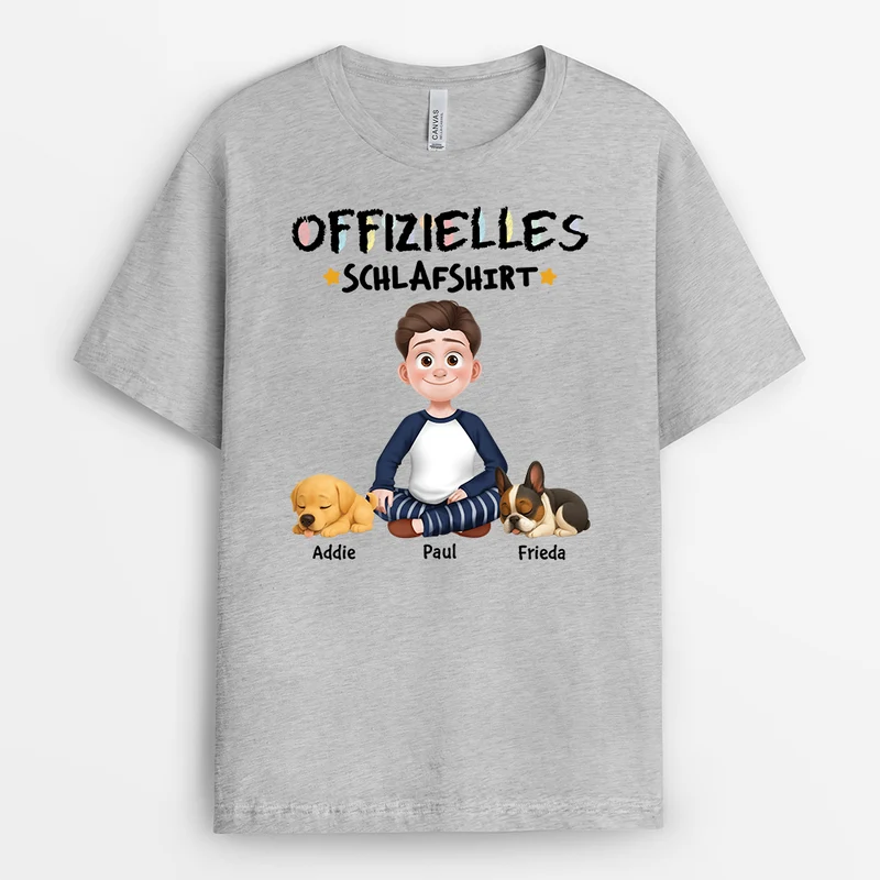 Offizielles Schlafshirt Cartoon Buntstifte - Personalisiertes Geschenk | T shirt Hund
